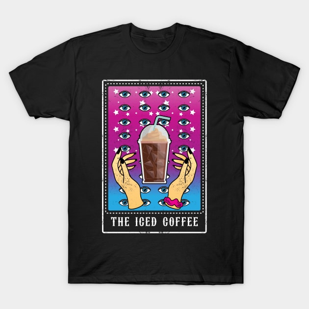 Funny Iced Coffee Tarot Card Iced Coffee Lover Witch Pagan T-Shirt by Blink_Imprints10
